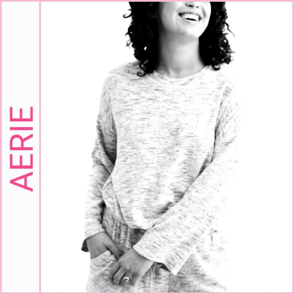 Aerie Plush Cinched Waist Bell Sleeve Pullover